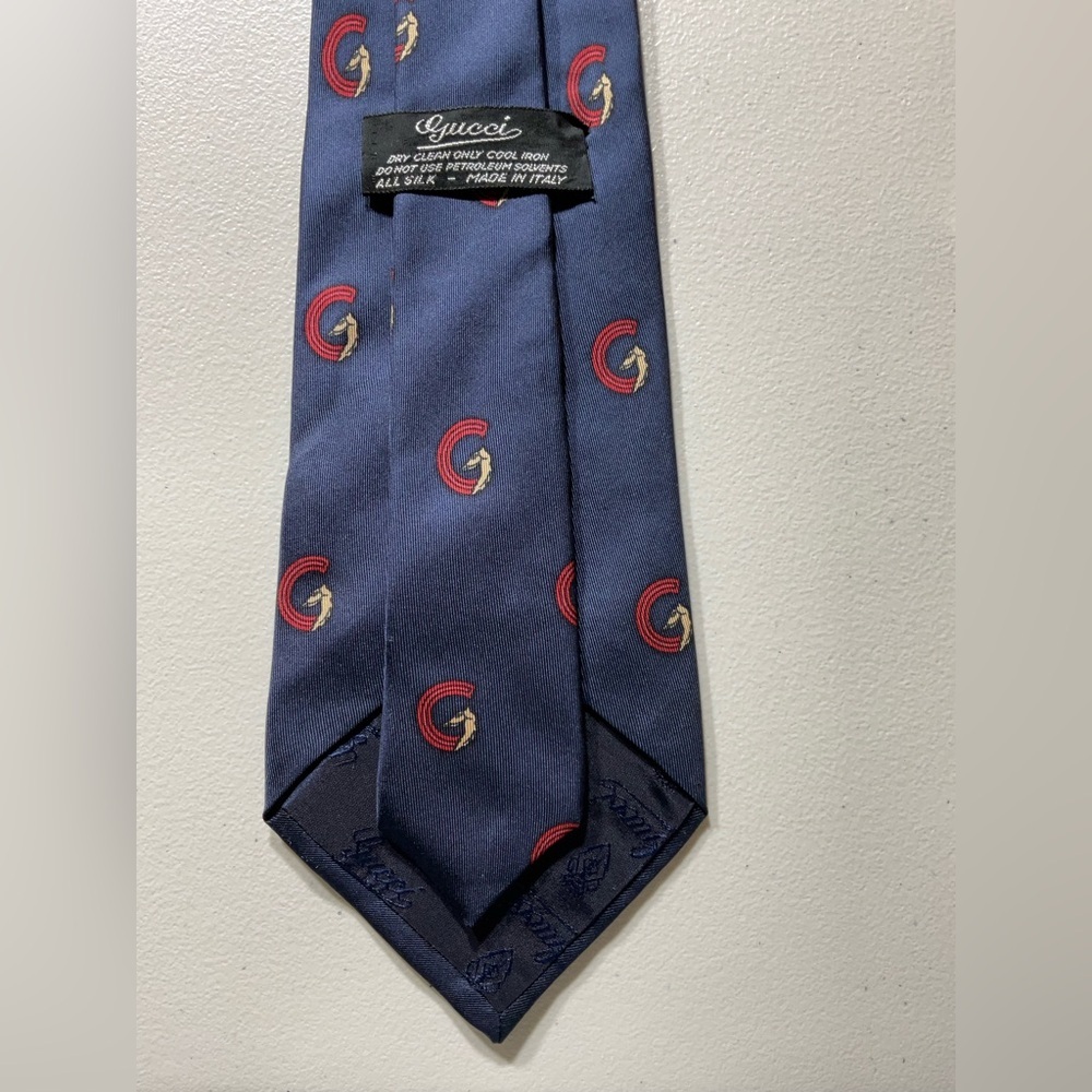 Gucci Navy Blue Tie with Red and Gold Accents - Picture 2 of 5